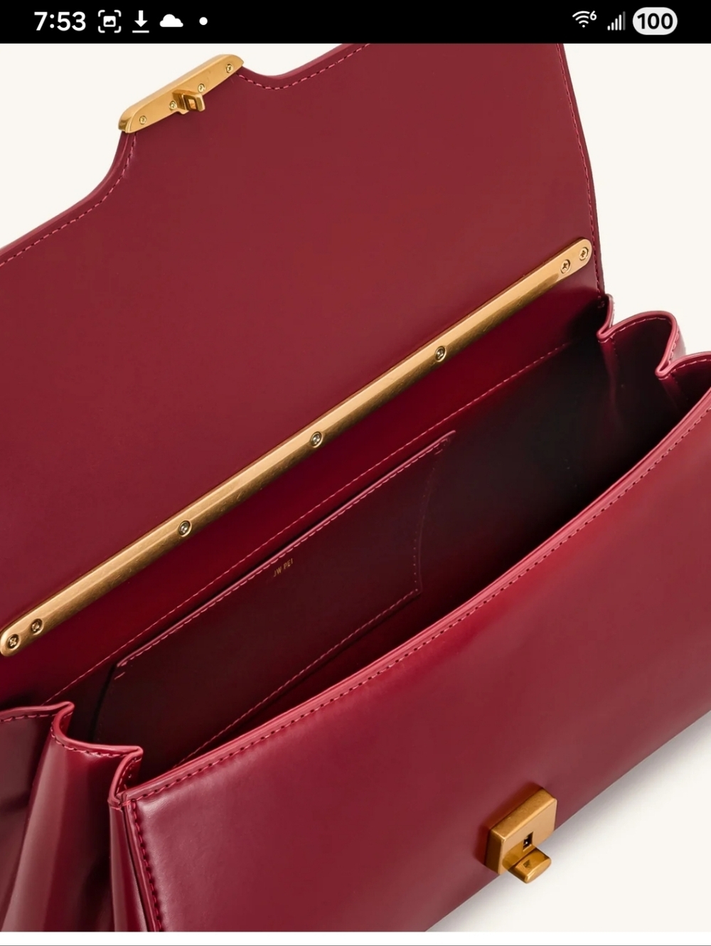JW PEI ASOS Elegant Burgundy Baguette Shoulder Bag Designer Minimalist Women - Picture 4 of 9